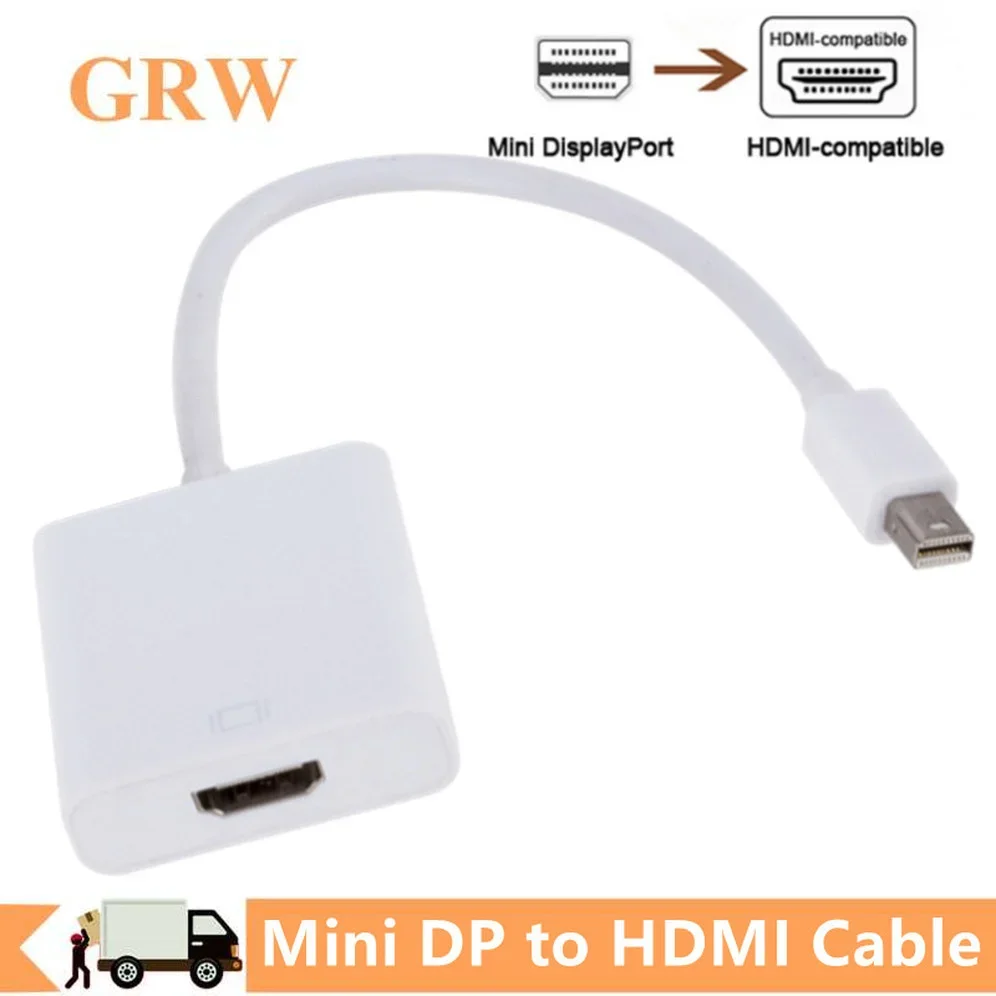 GRWIBEOU Mini DP to HDMI-compatible Converter Cable 1080P Mini Displayport To HDMI Adapter For Apple MacBook Air Pro Projector