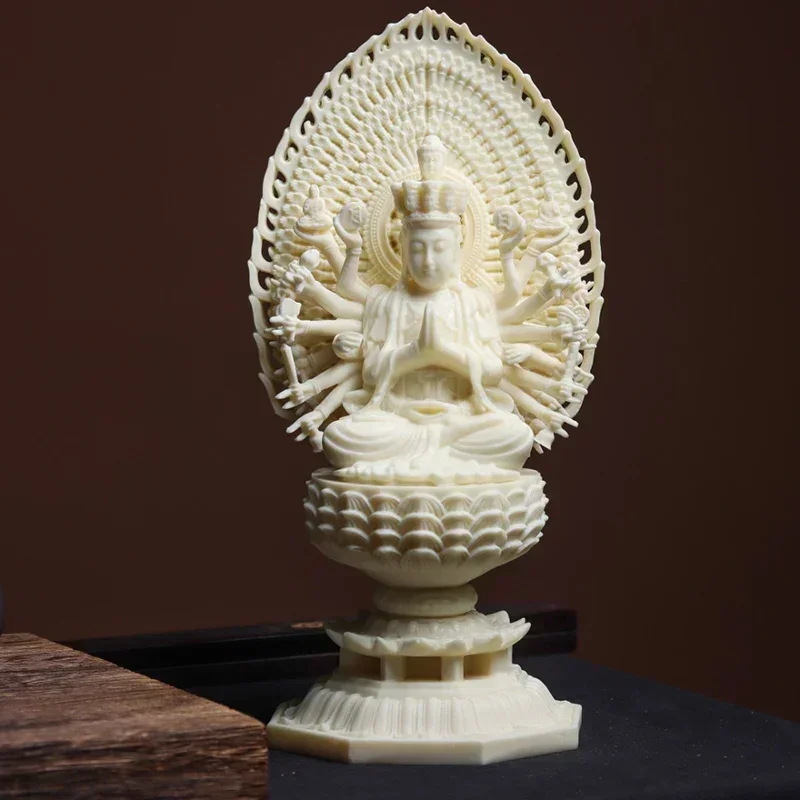 

Фигурка покровителя Lotus Qianshou Guanyin, скульптура, статуя, поделки из смолы, высококачественные аксессуары для украшения дома, гостиной