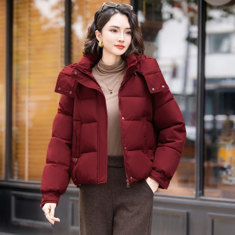 2026 Fashion Mama Winter Short Parkas Women's Cotton-padded Jacket Hooded Thicken Warm Coat Female Casual Loose Small Outerwear