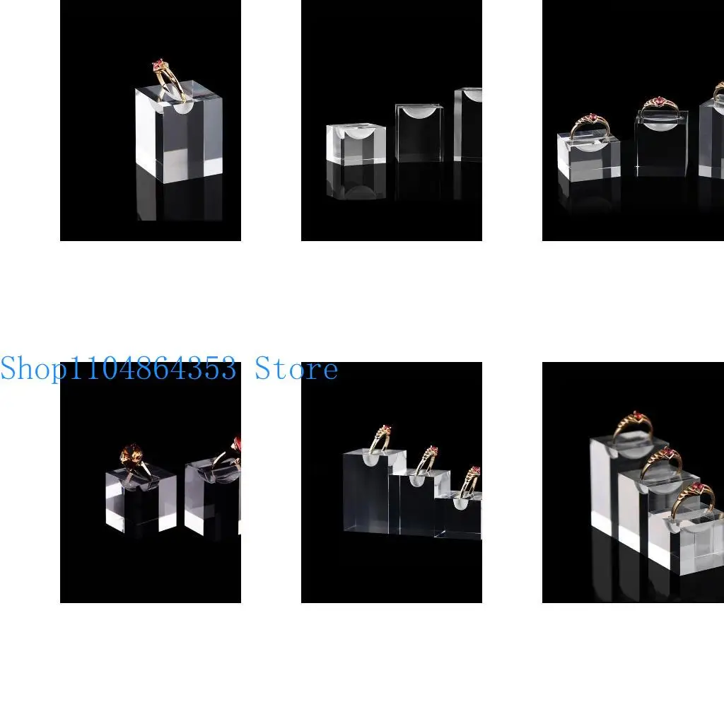 

652F Acrylic Square Jewelry Holder Necklace Rings Display Stand Pad Photography Props