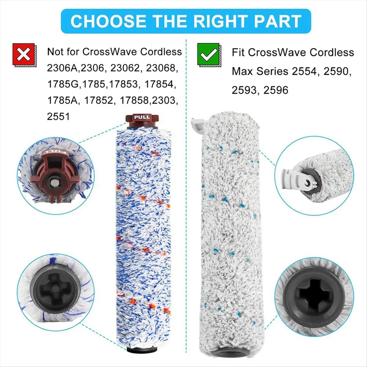 NEWABMK Replacement Parts for Cordless Max 2554 2554A Series Multi- Brush Rolls 2787 Filters 1866