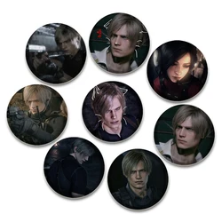 Leon Kennedy Brooches Handmade Badge Evil Game Creative Round Pins for Backpack Hat Jewelry Accessories Gift 32/44/58mm