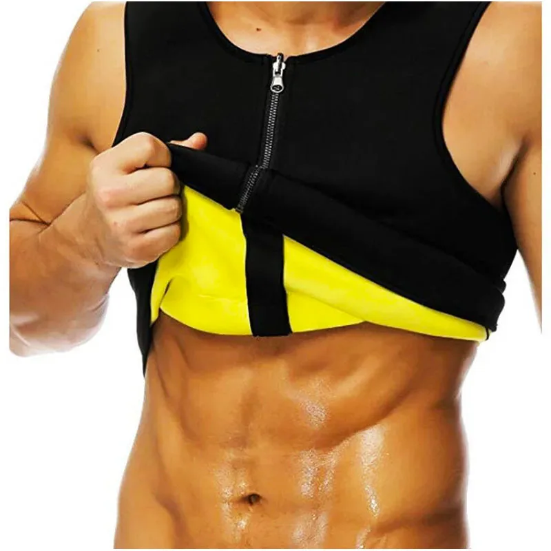 MrifDila Plus Size 5XL Sauna Suit Hot Sweating Neoprene Tank Top Men Body Building Body Shaper Tanks Zipper Vest Sauna Sweat