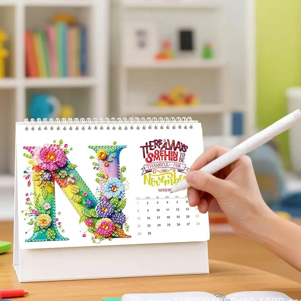Kalender Meja Lukisan Berlian DIY Kalender Meja Kerajinan Seni Natal Tahun Baru untuk Pecinta Kerajinan Pemula Dekorasi Rumah