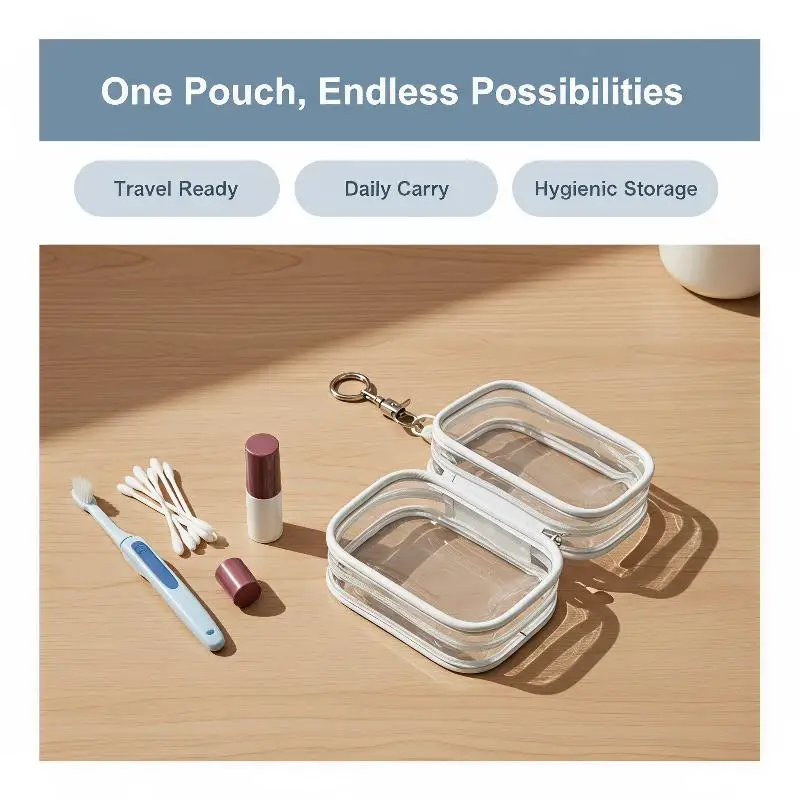 Clear Makeup Bag Transparent PVC Storage Organizer Waterproof Portable TSA Approved Toiletry Pouch for Airport Travel