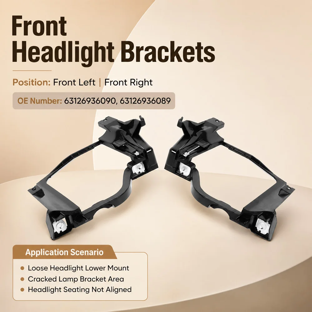 2pcs Headlight Mounting Brackets Support  63126936090 63126936089 For BMW 5 Series E60/E61 525i 528i 530i 535i 545i 550i view 3