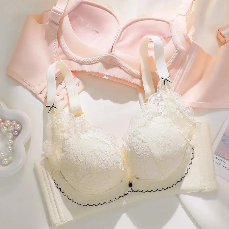 Thin Cup Breathable No Underwire Bra Gathered Anti-Sagging Wipe Chest Comfortable Small Chest Bra Soft Underwear Women