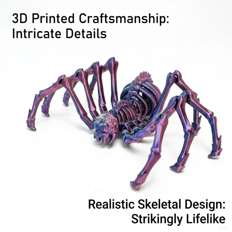 Articulated 3D Printed Spider Toy Movable Retractable Legs Creative Desk Ornament Lifelike Home Halloween Decoration Craft Gift