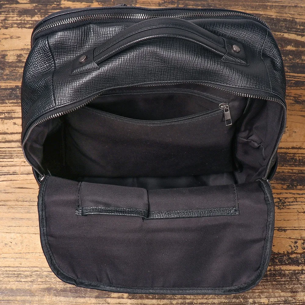 Nesitu 高品質 A4 黒牛革トップグレイン本革 15.6 14 ''ラップトップ女性男性バックパックトラベルバッグ M1310