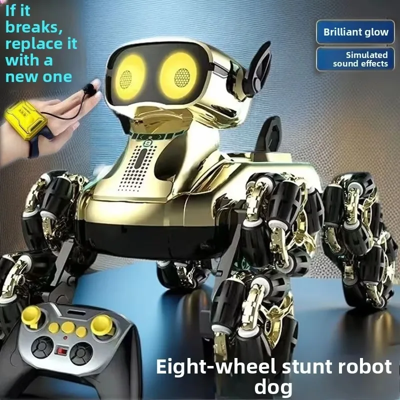 Eight-wheeled robot dog hand induction remote control, four-wheel drive car electric robot boys and girls stunt toys