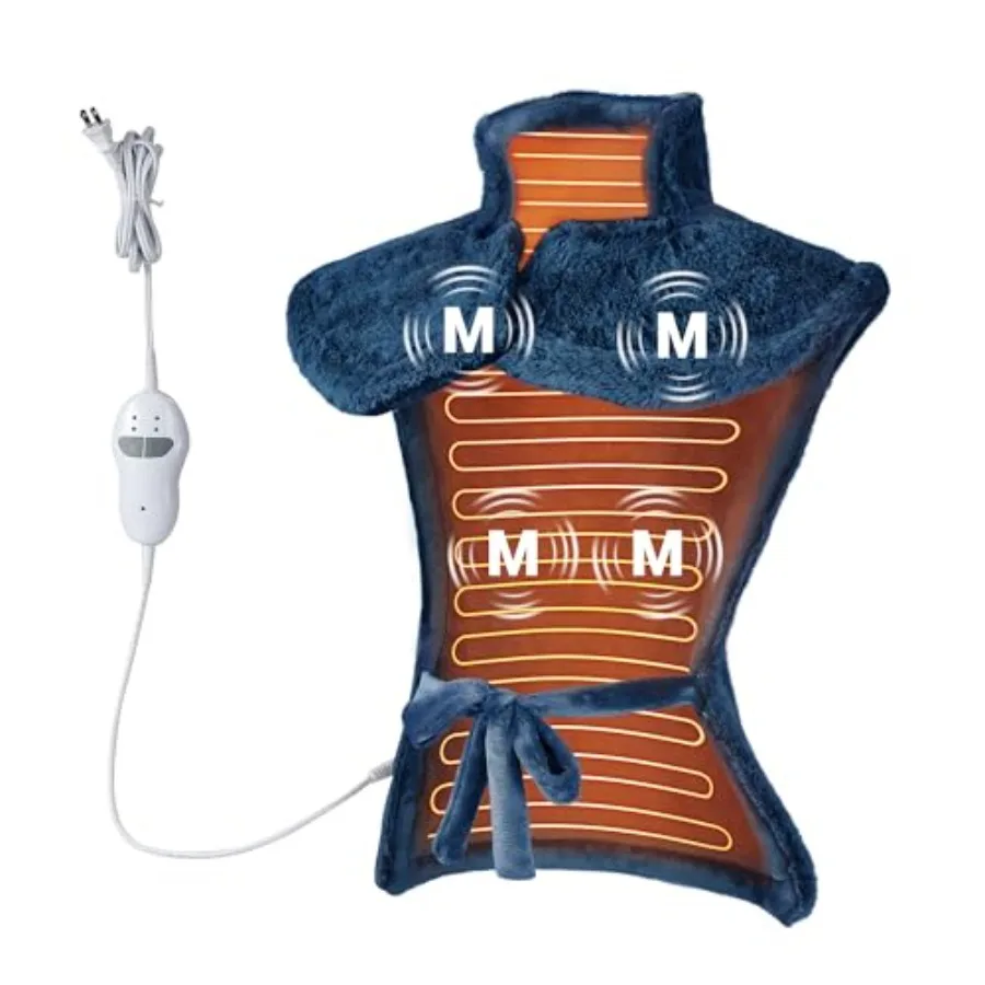 Massage-Heizkissen für Nacken, Schultern und Rücken, 24 x 35 Zoll großes elektrisches Heizkissen zur Linderung von Rückenschmerzen mit 3 Heizstufen