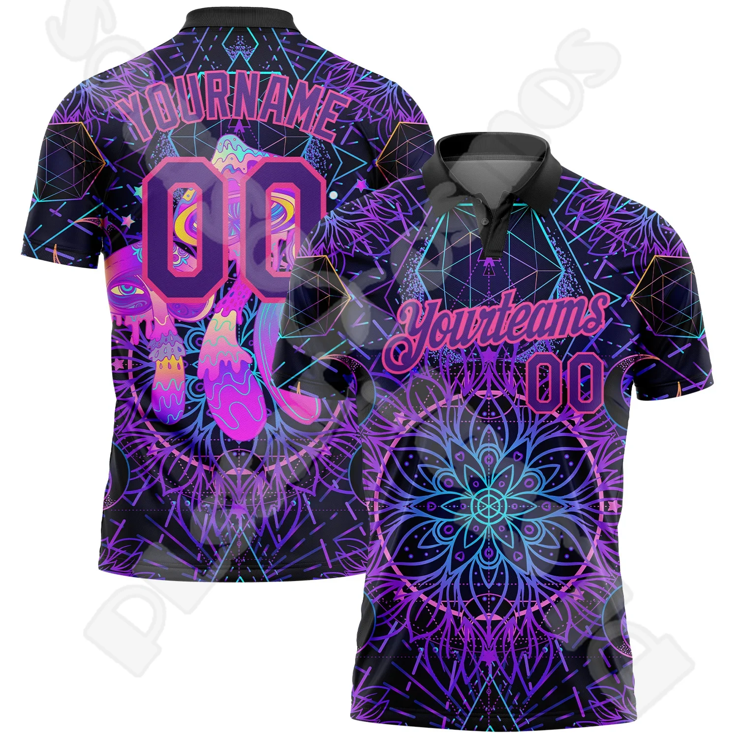 Custom Name Colorful Camo Gradient Vintage Flame Graffiti Tattoo Retro 3DPrint Harajuku Summer Short Sleeve Polo Jersey Shirts A