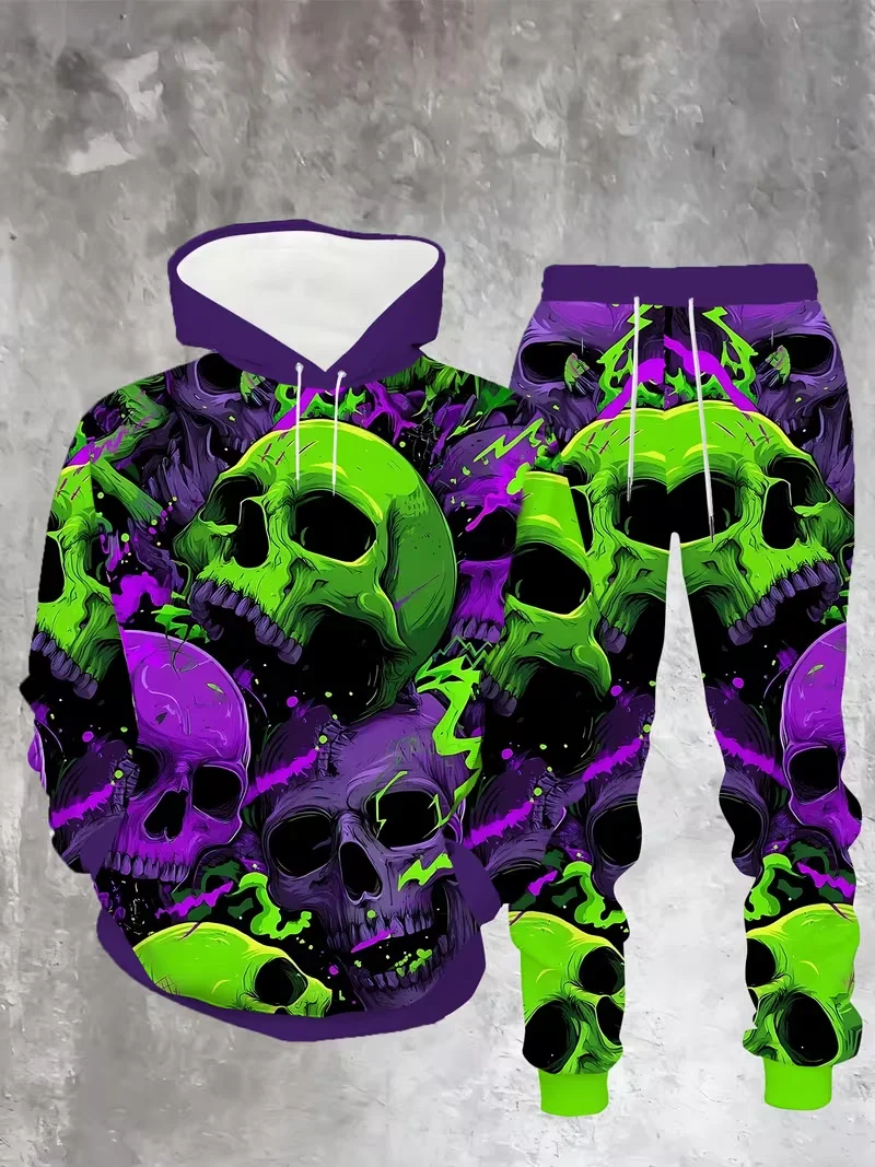 

Autumn Skull 3D Printed Hoodie Suit Men Sweatshirts Sweatpants Casual Fashion Two Piece Tracksuit Set Men's Clothing