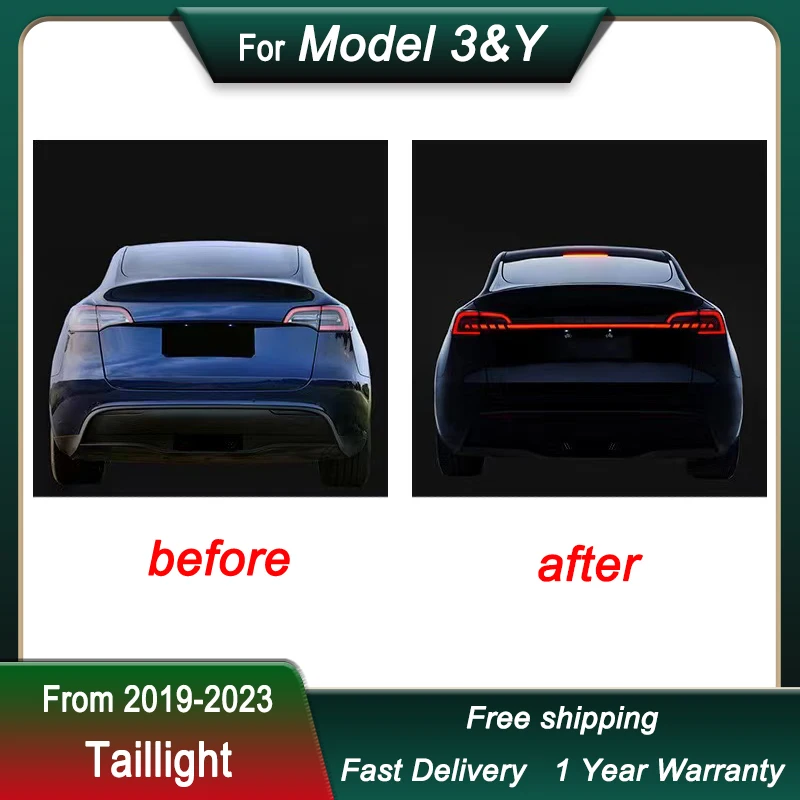 Luci posteriori per auto per Tesla Model 3 Model Y 2019-2023 fanale posteriore a LED luci freno posteriori Starlink fanale posteriore incrociato