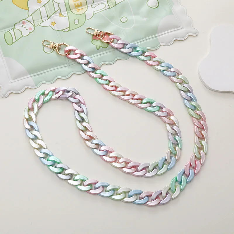 Colored acrylic chain phone chain DIY phone case hand woven single shoulder strap diagonal cross chain