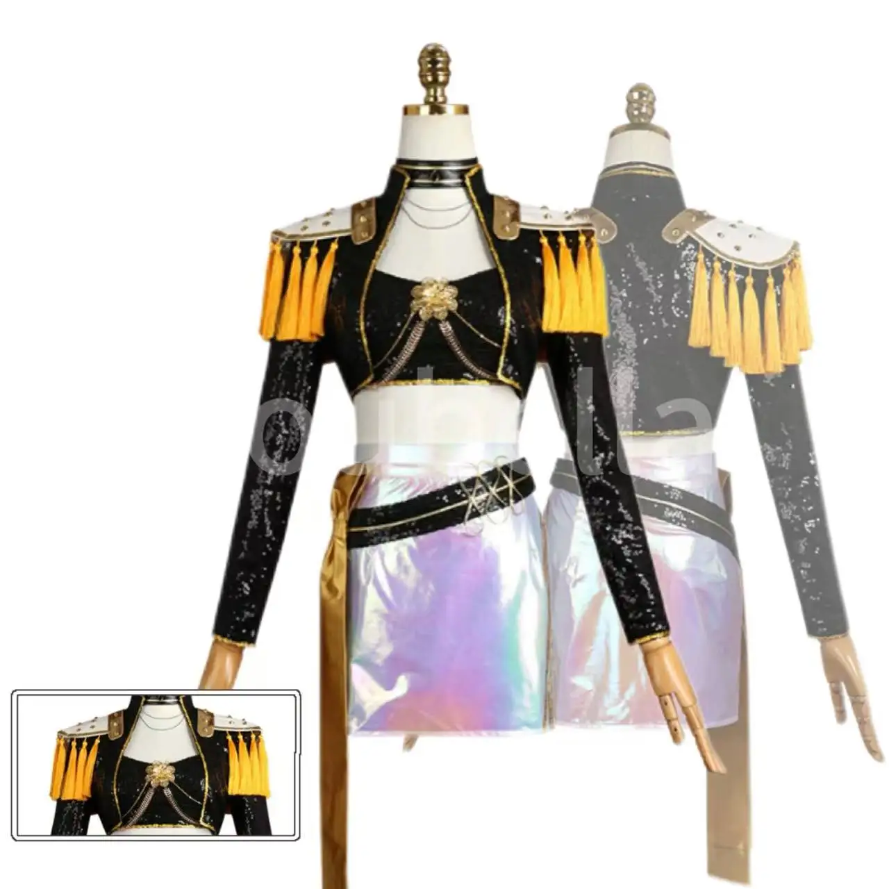 Cosplay-Kostüme für Mira von Kpop's Demon Hunters. Inklusive goldenen Outfit-Stile. Perfekt für Halloween- und Rollenspieleveranstaltungen