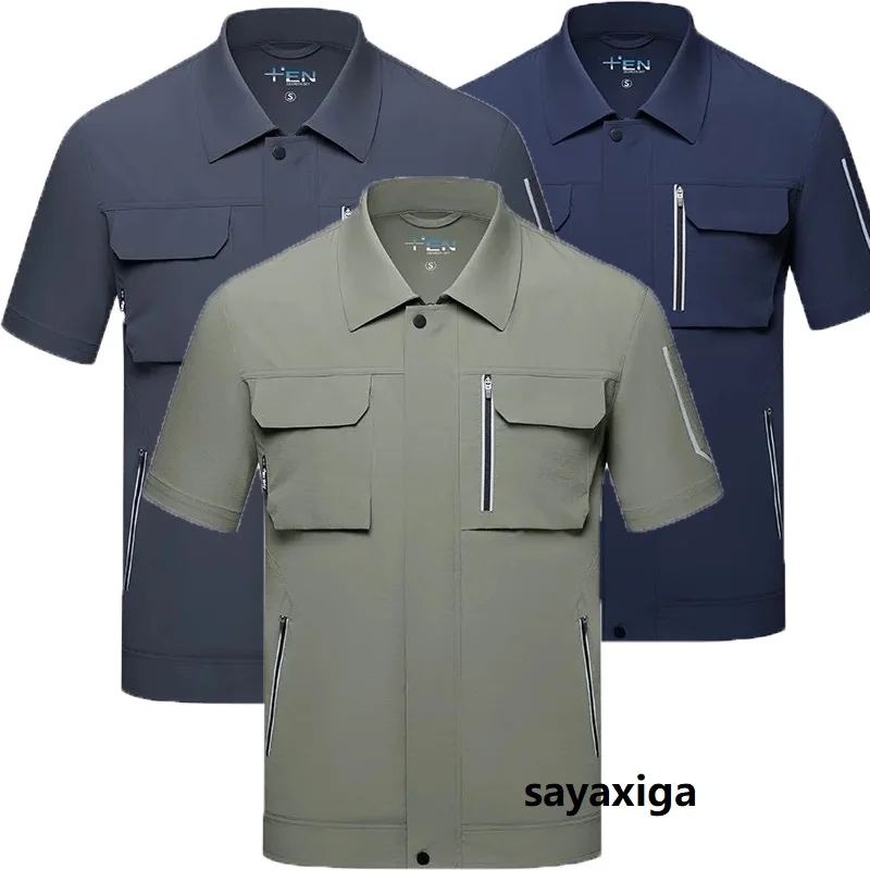 

Summer work clothing quick dry breathable working suit workshop repairman working uniform mechanics fast dry workwear plus size