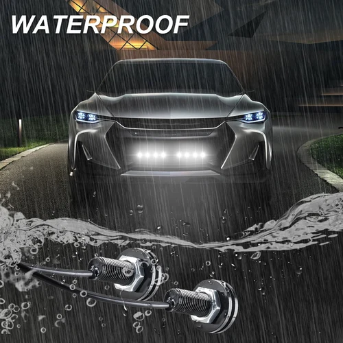 Imagen 2 del producto 1 unidad de luces de circulación diurna para coche 12V DRL Hawkeye bombilla redonda camión doble Flash lámpara de señal de freno accesorios de motocicleta 2025