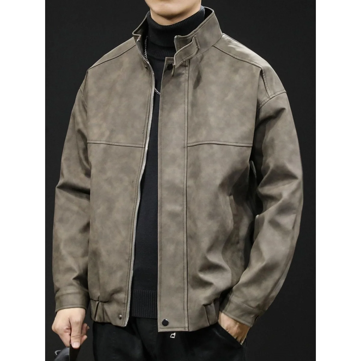 

Мужская кожаная куртка-косуха 2025: Новинка Весна-Осень, Американский Ретро-стиль, Пилотская куртка, Большие размеры, Молодежная мода, Полиэстер