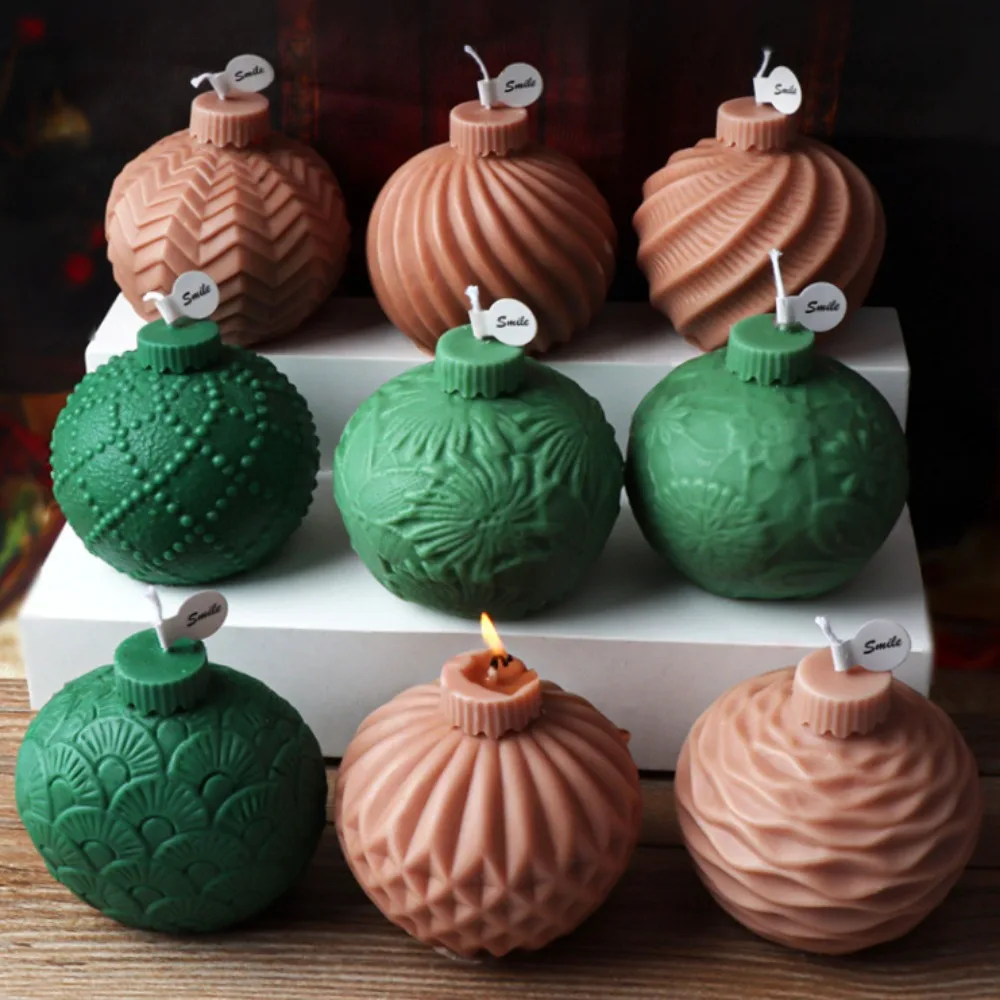 DIY Relief Vase Candle Making Set Stripe Flower Ball Soap Resin Silicone Mold Chocolate Cake Mould Christmas Ornaments Gifts