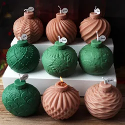 Juego de fabricación de velas de jarrón en relieve DIY, molde de silicona de resina de jabón de bola de flores a rayas, molde de pastel de Chocolate, adornos de navidad, regalos