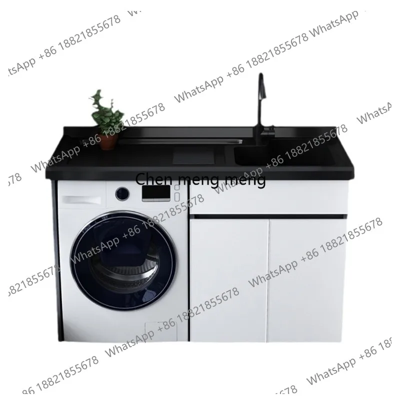 

Space Aluminum Laundry Cabinet Artificial Stone Countertop Sink Living Room Cabinets Integrated Companion Furniture Armoire