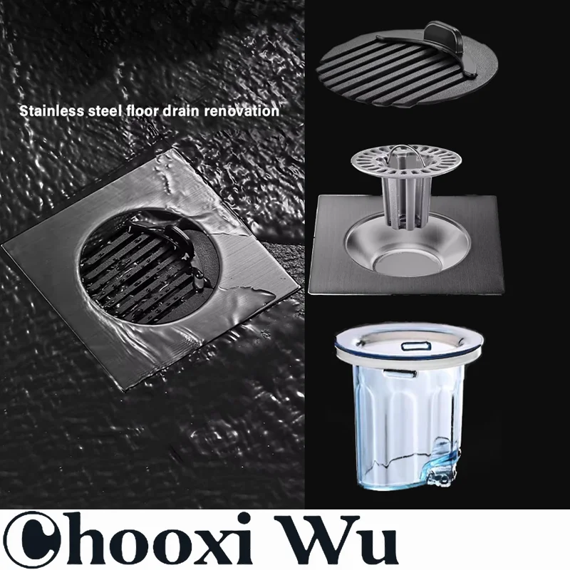 

Bathroom and kitchen stainless steel floor drain, insect-proof and odor-proof, double filtration, ultra-thin panel design