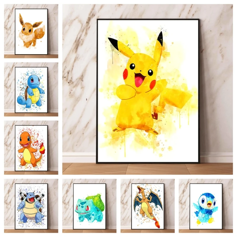 

Canvas Posters Pokemon Pikachu Home Room Painting Christmas Gifts Classic Children's Bedroom Decor Hanging Prints and Prints