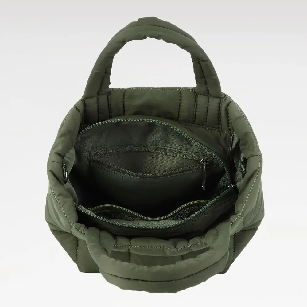 

Lightweight Quilted Tote Bag Nylon Multi-Pocket Puffer Bag Large Capacity with Zipper Crossbody Bag Travel