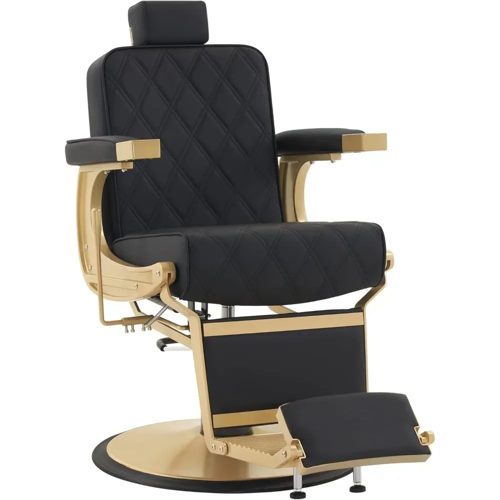 

Chaise de barbier vintage en métal, équipement de salon inclinable hydraulique polyvalent, spa de beauté et shampoing