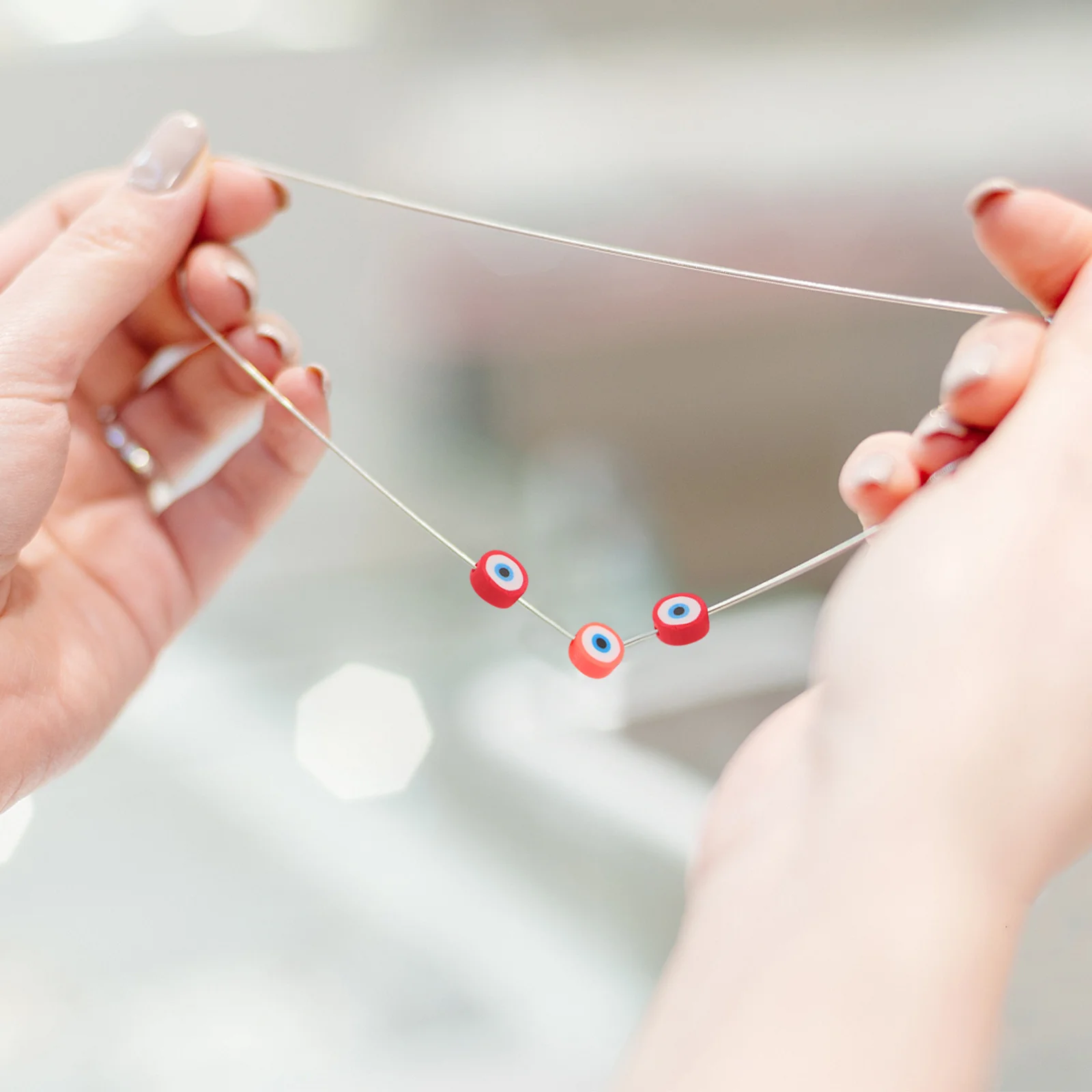 1 سلسلة عين الشر بوليمر حبيبات صلصال ظهر مسطح ل سوار ذاتي الصنع قلادة القرط الحرفية مستلزمات صناعة المجوهرات خزر عازل #3