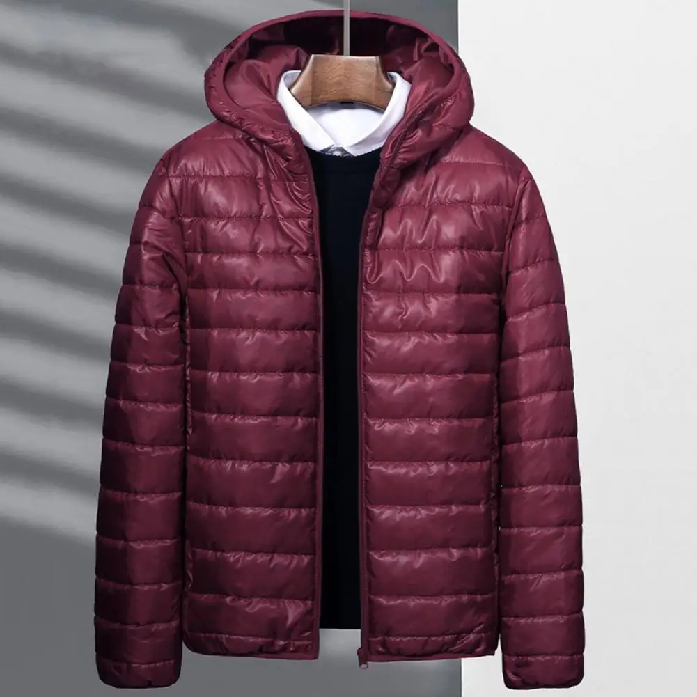 Bequemer Mantel Herren Stepp jacke aus Baumwolle mit Kapuze und Daunen füllung Reiß verschluss Langarm-Thermo mantel für Winter wärme