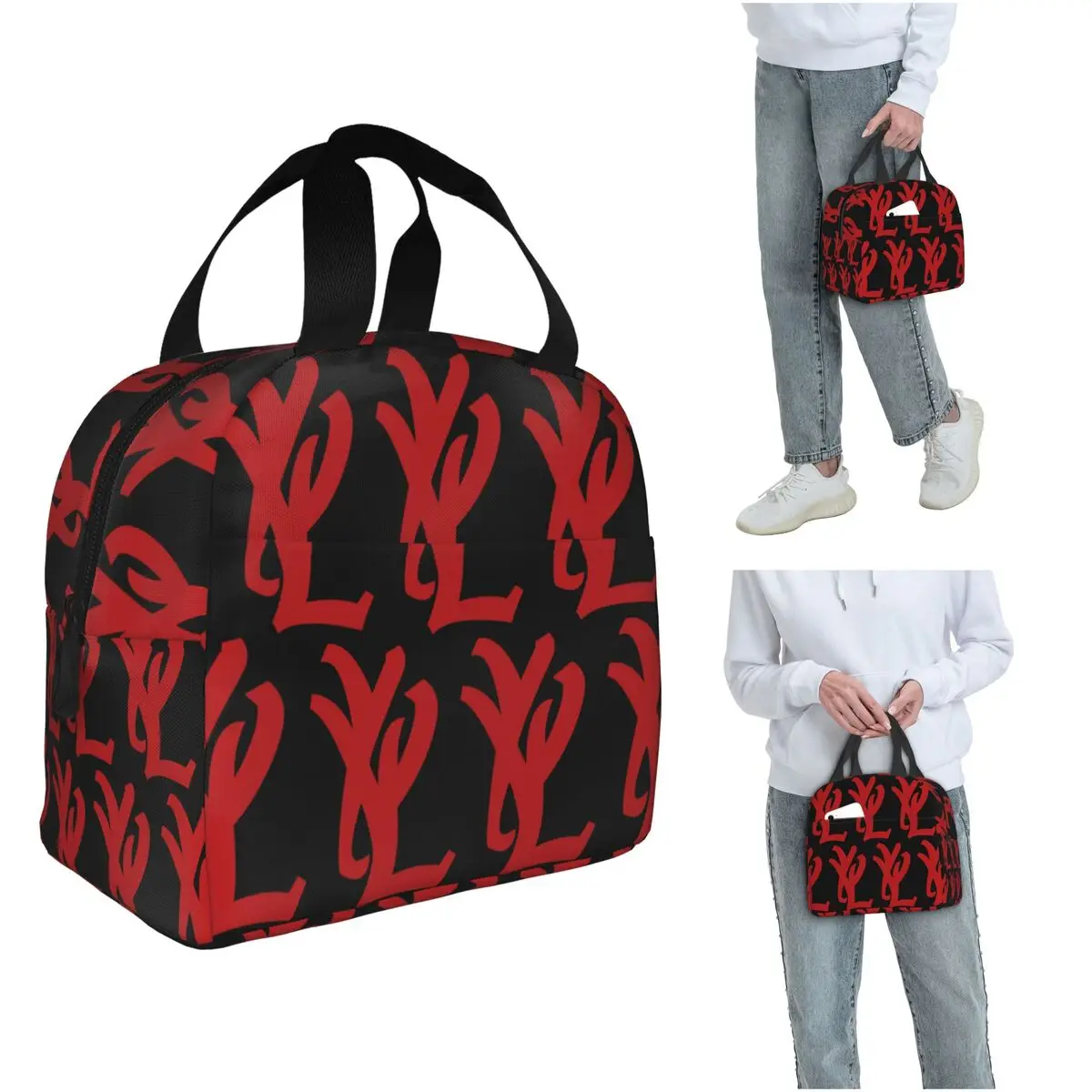 

Термосумка для обедов с красным логотипом YVL от рэпера Playboi Carti для женщин и детей, портативная термосумка для еды, термосумка-тоут