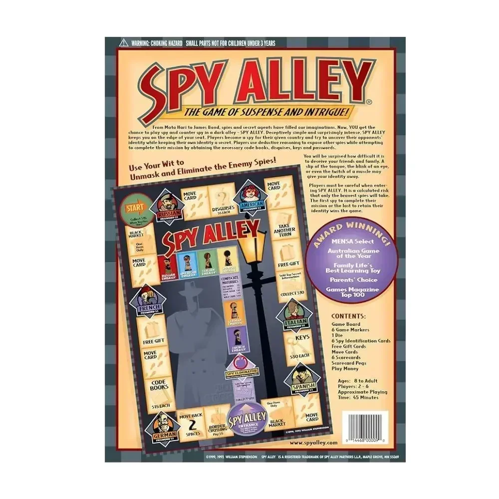 Spy Alley Mensa Award Winning Family Strategy Board Game