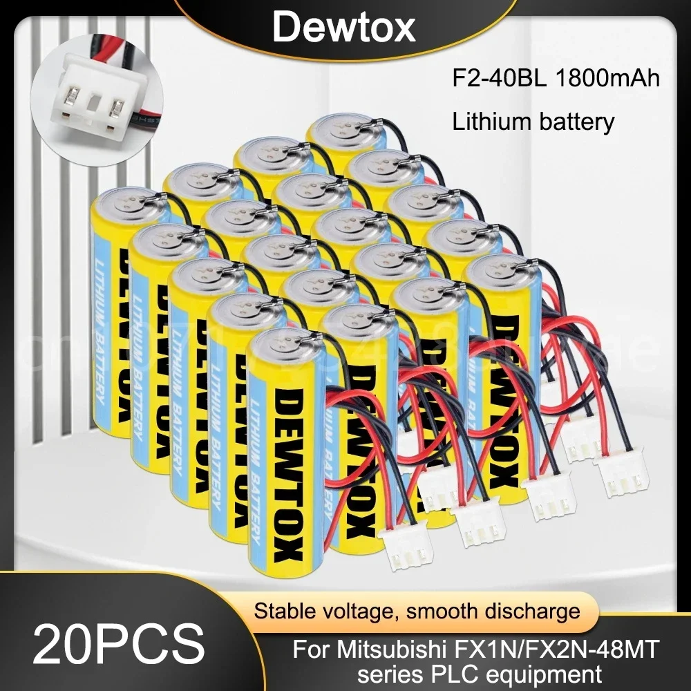 

20PCS Original F2-40BL ER6 AA 3.6V 1800mAh CNC PLC Li-Ion Batteries Can Replace ER6C FX2N/1N With White plug