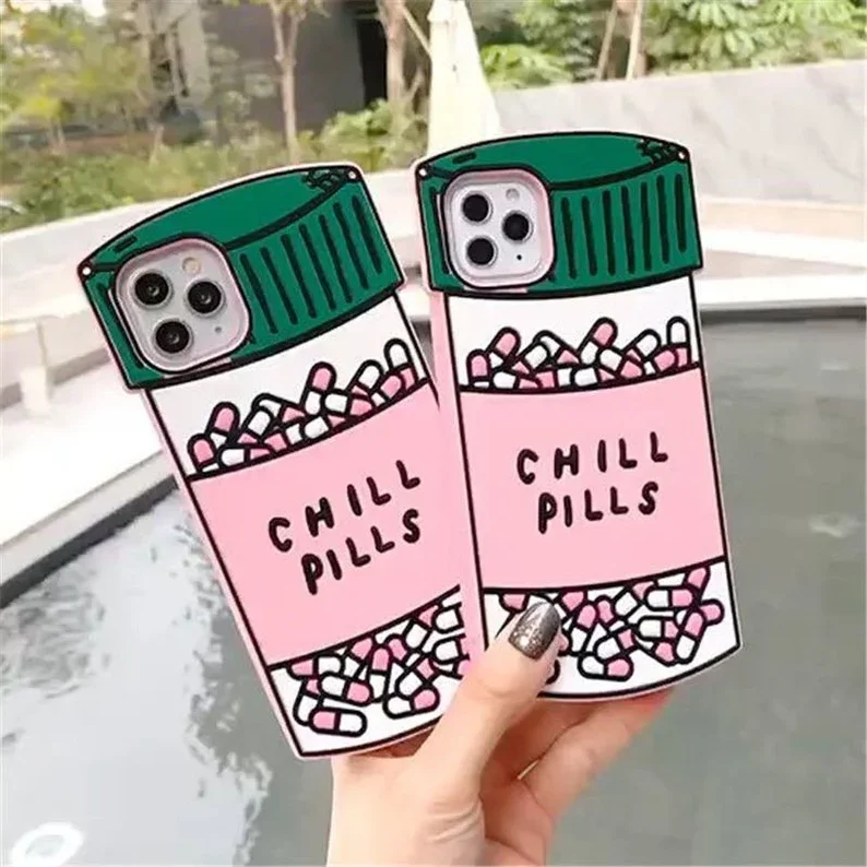 

Funny capsules chill pills iPhone 14 13 12 11 Pro Max Phone Case XS Max Phone Case funny Creative Calm Pill Styling