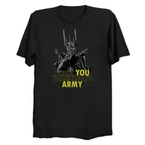 R1 Mordor´s Army Sauron Ring Dark Lord Uncle Sam Parody Movie Black T-shirt