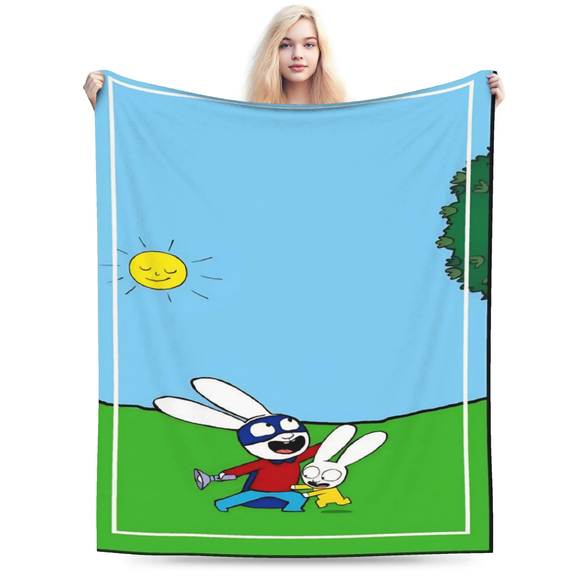 Simon Super Rabbit Stuff Blanket Lightweight Thin Fleece  Throw Blankets Comfortable Plush Thin Quilt