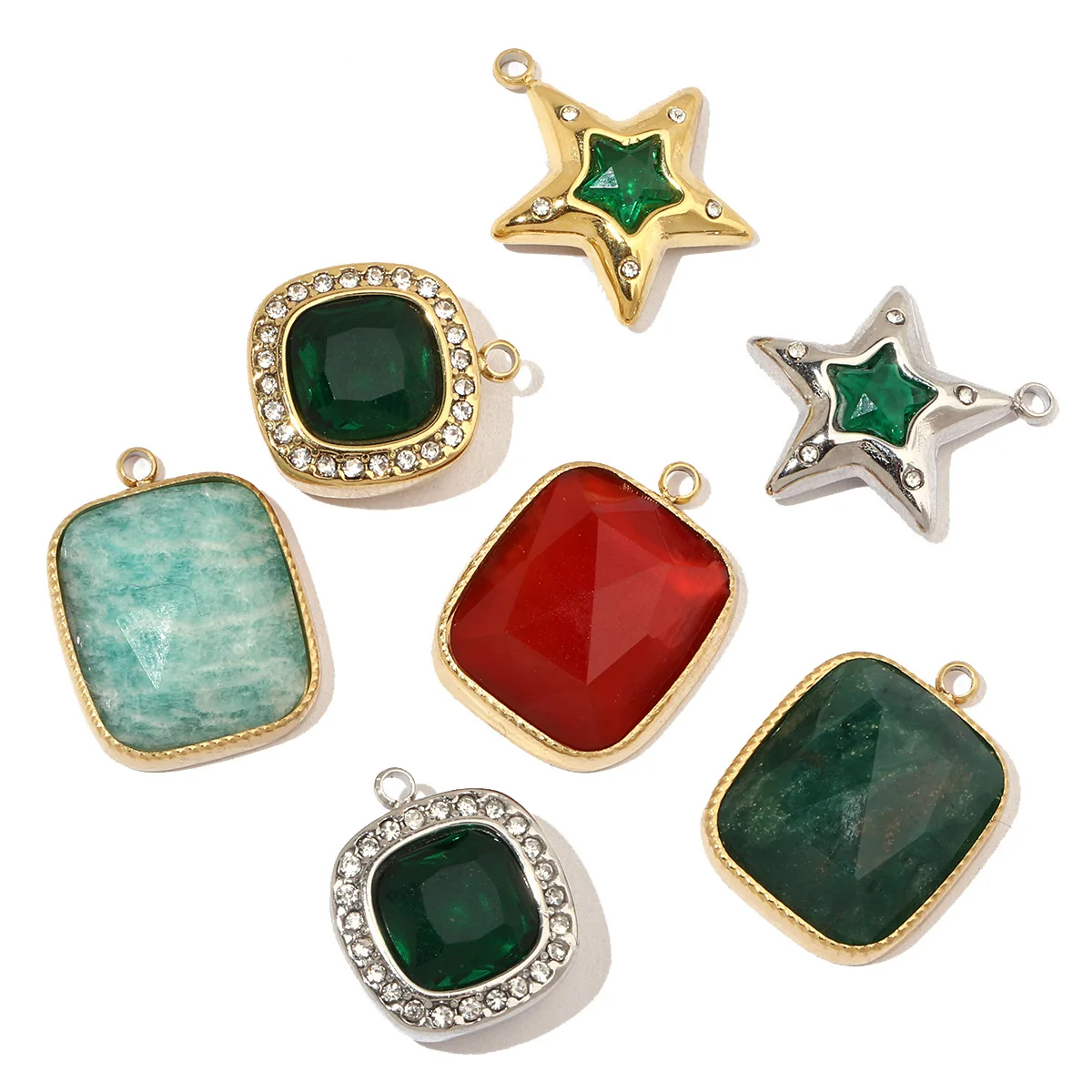 

3Pcs/Lot Stainless Steel Square Charms Star Pendants For DIY Making Bracelet Necklace Earrings Jewelry Accessories Wholesale