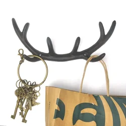 Vintage Cast Iron Deer Antlers Wall Coat Hooks Rack Decorative Wall Mount Hook Clothes Antler Design Hanger