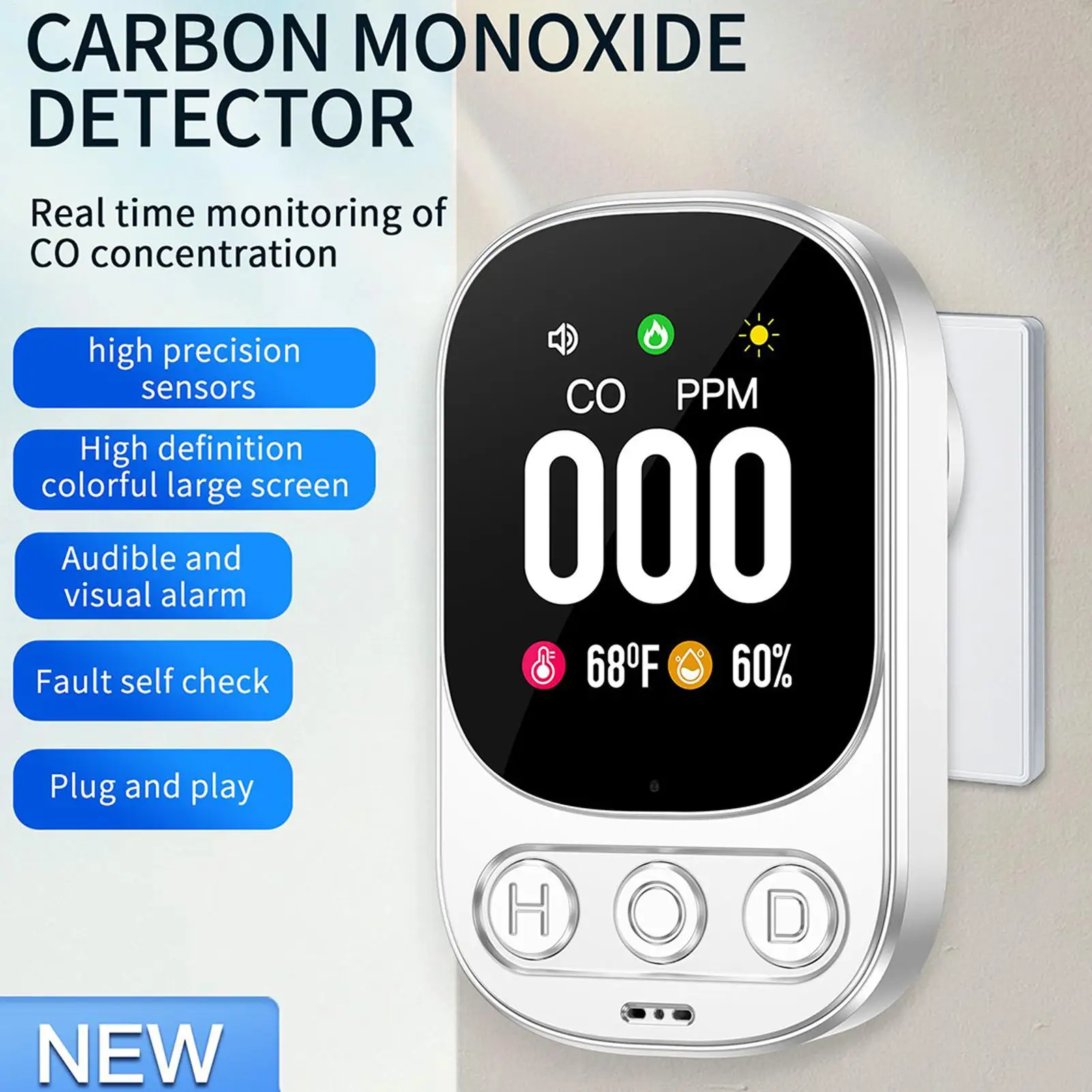 CO センサー一酸化炭素検出器プラグインアラーム TFT LCD スクリーン CO 警告アラーム検出器 CO メーター