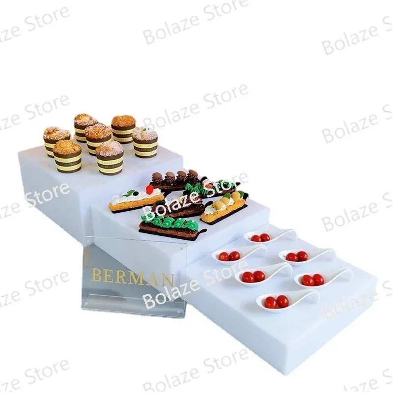 Imagem -03 - Square Acrílico Sobremesa Mesa Grupo Decoração do Casamento Snack Cake Display Stand Riser Branco Snack Bolo Pcs