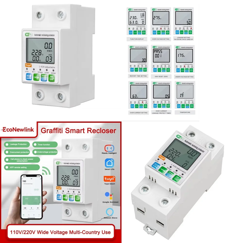 

2026 Hot Sell Prepaid Single Phase Three Phase DIN Rail Energy Meter for WiFi Smart Home Automation LCD Display RS485