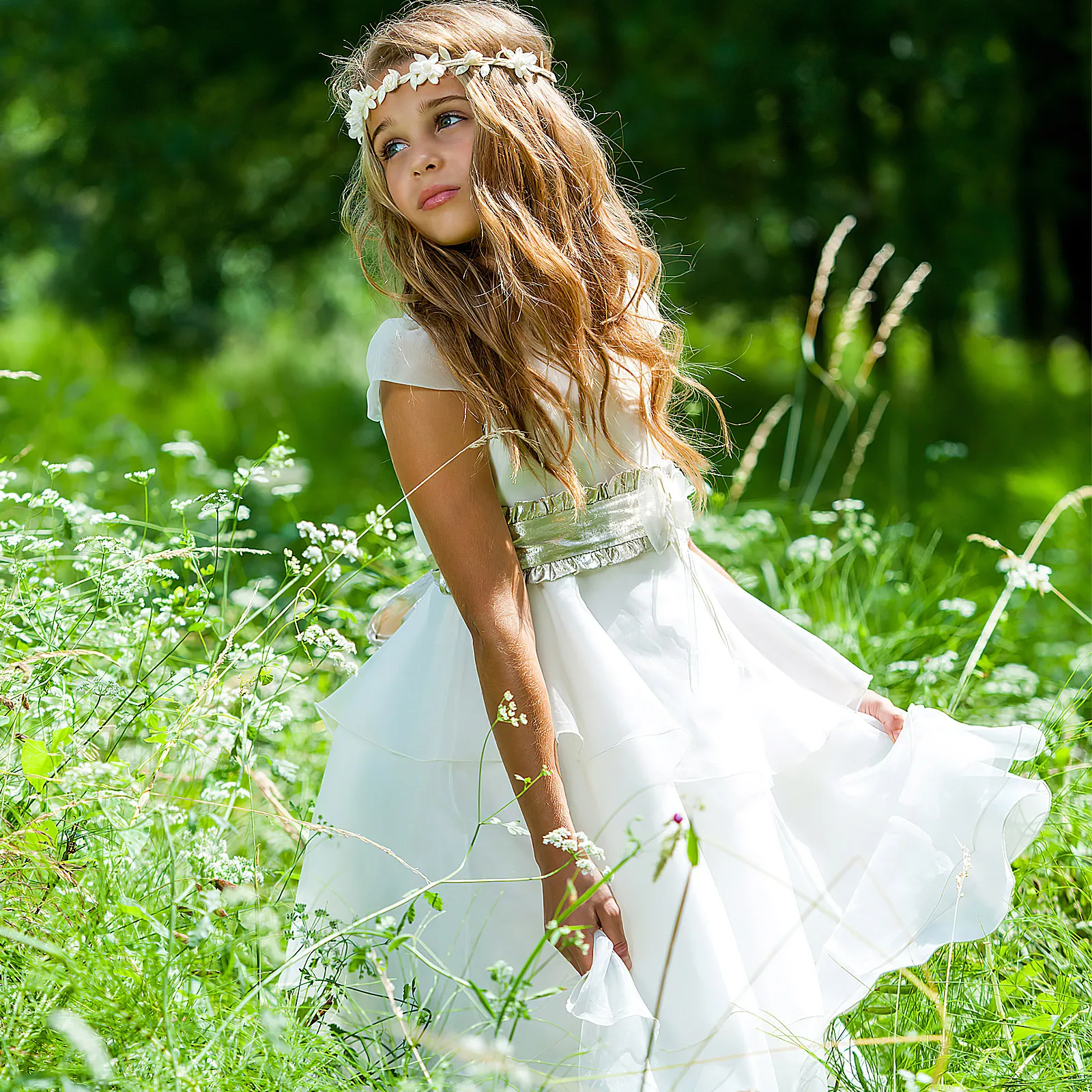 

Foldable Girl Skirt with 3 Steel Hoops Lace Petticoat for Children Wedding Party Elastic Waist