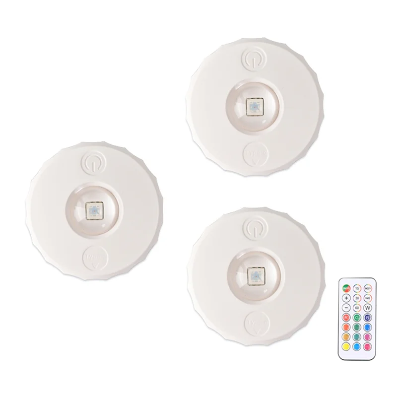 ABBY-Luci a disco con telecomando wireless LED RGB dimmerabili sotto l'illuminazione dell'armadio con faretto con rilevamento delle colline per armadietto del vino 3P