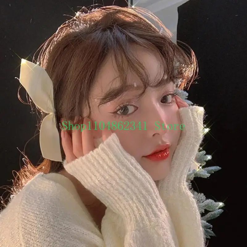 5ASD Sweet Duckbill Bowknot Hairpin Y2K Clip per capelli raso/ velluto per le donne