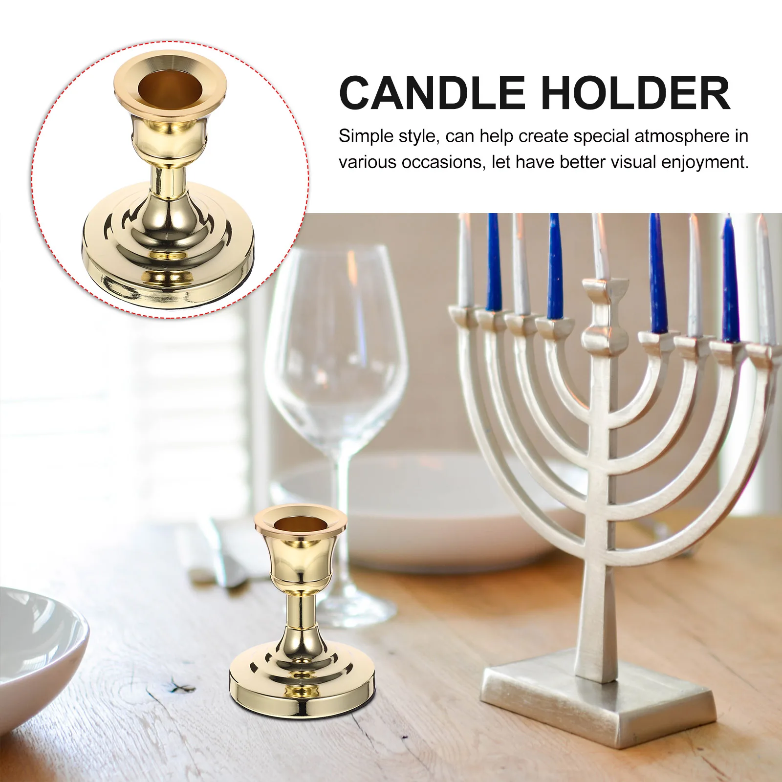 

2Pcs Iron Pillar Holder Simple Stylish Metal Candlestick for Home Office Party Wedding Decoration Holder