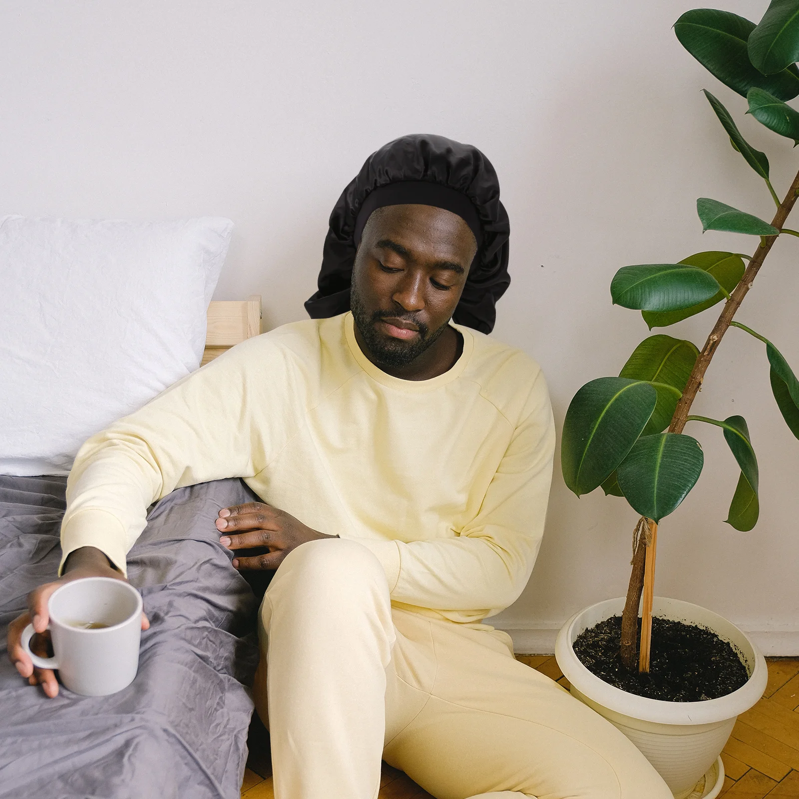 

Solid Color Satin Sleep Hat Women Fits Most Hairstyles No Forehead Marks Easy Care Hair Care Bonnet for Long Term Use