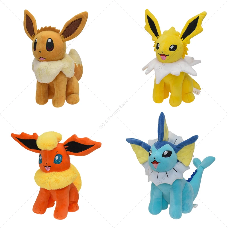 Pokemon Plush Toys Kawaii Eevee Jolteon Vaporeon Flareon Squatting Position Cartoon Stuffed Doll for Kids Birthday Gifts