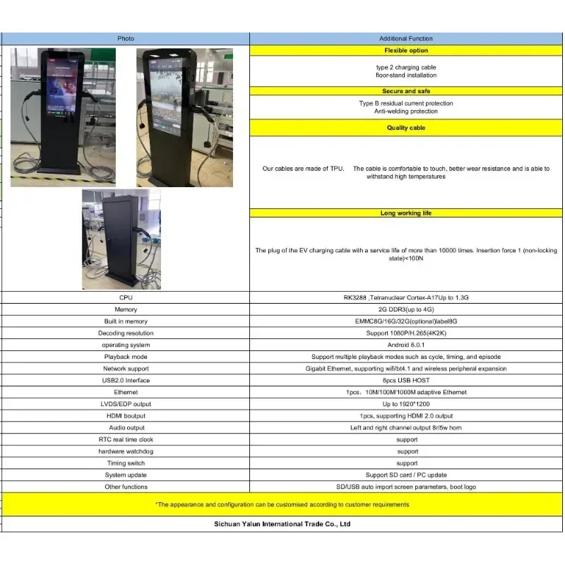 Public 22kw 44 Kw Ac Ev Charger With Payment System CE Ev Fast Charging Station With IP65 Protection